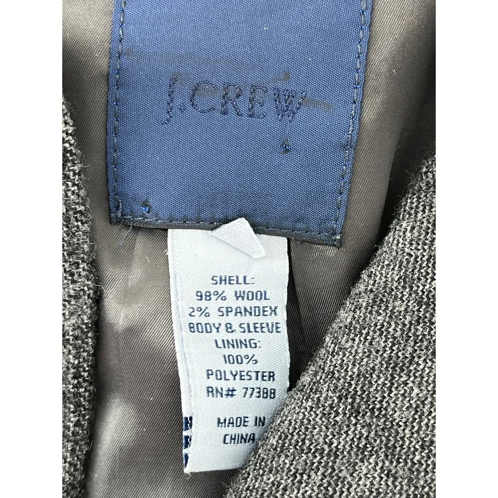 J.Crew Womens Gray Wool Two‎ Button Blazer Jacket Size 8 business casual lined